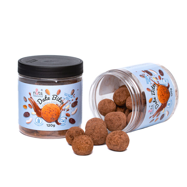 Užkandis iš datulių ir riešutų "Date Bites Cocoa Edition", 120g